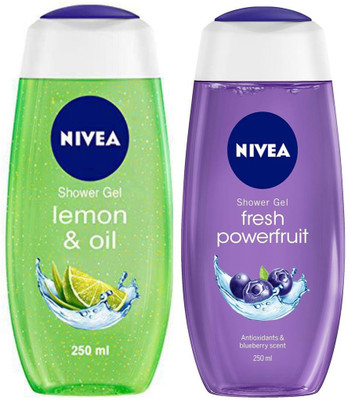 NIVEA Lemon & Oil Shower Gel 250ml & Fresh Powerfruit Shower Gel 250ml (set of 2)(2 x 250 ml)