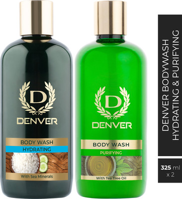 DENVER Hydrating Body Wash And Purifying Body Wash Combo Pack Of 2(2 x 325 ml)