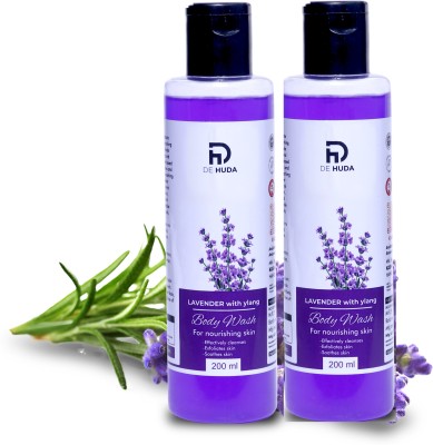 De_Huda Body wash for nourishing skin(Lavender with ylang)Gently cleanses and nourishes(2 x 200 ml)