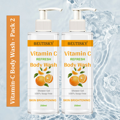 BEUTISKY Vitamin-C Body Wash for Youthful Skin, Even Skin Tone & Glow Shower Gel Pack 2(2 x 250 ml)