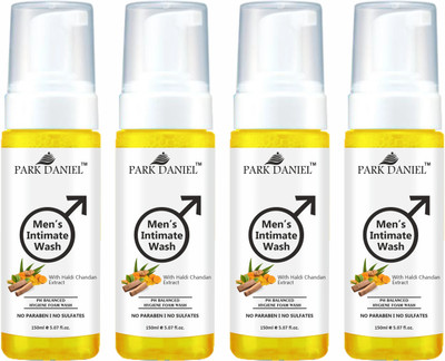 PARK DANIEL Men's Intimate Wash Maintain Ph Balance with Haldi Chandan Pack of 4 of 150ML(4 x 150 ml)
