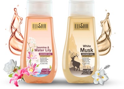 ELISHA Jasmine Water Lily with White Musk Shower Gel - 180ml (Pack of 2) Family Pack(2 x 180 ml)