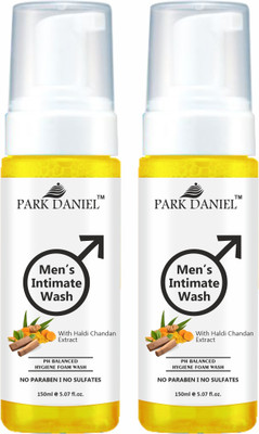 PARK DANIEL Men's Intimate Wash Maintain Ph Balance with Haldi Chandan Pack of 2 of 150ML(2 x 150 ml)