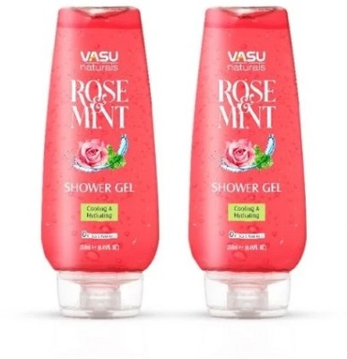 VASU Naturals Rose & Mint Shower Gel Cooling & Hydrating 250ml - Pack of 2(2 x 250 ml)
