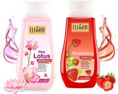 ELISHA Pink Lotus with Strawberry Shower Gel Family Pack - 180ml (Pack of 2)(2 x 180 ml)