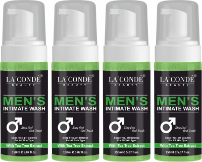 La'Conde Men's Intimate Care Wash with TeaTree Extract Anti-Bacterial Pack 4 of 150ML(4 x 150 ml)