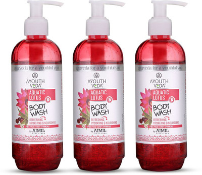 Ayouthveda Aquatic Lotus Body Wash with Rich Blend Of Aloevera,Lotus & Holy Basil-3X300ml(900 ml)
