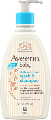 Aveeno Baby Daily Moisture Wash & Shampoo| Natural Oats Extract for Baby's Delicate Skin(354 ml)