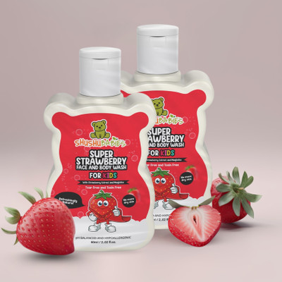 ShuShu Babies Super Strawberry Face & Body Wash for Kids with Strawberry & Manjistha-60ml each(2 x 60 ml)