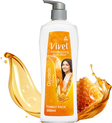 Vivel Moisturizing Body Wash Glycerin & Honey Shower Gel, Pump Bottle, Glowing Skin(500 ml)
