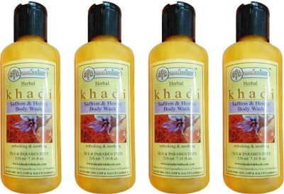 Khadi Rishikesh Herbal Saffron & Honey Body Wash combo set pack of - 4 x 210 ml (840 ml)(4 x 210 ml)