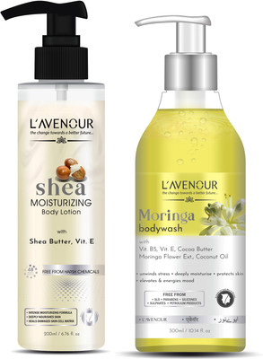 L'avenour Shea Butter Moisturizing Body Lotion and Moringa Body Wash - Pack of 2(2 x 250 ml)
