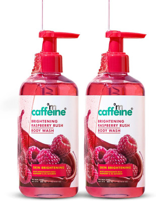 mCaffeine Brightening Raspberry Rush Body Wash, Brighter Skin with Fruity Raspberry Aroma(2 x 300 ml)