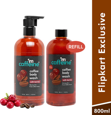 mCaffeine Super Saver Body Wash Combo with Berries | De-Tan & Deep Cleanse Shower Gel(800 ml)