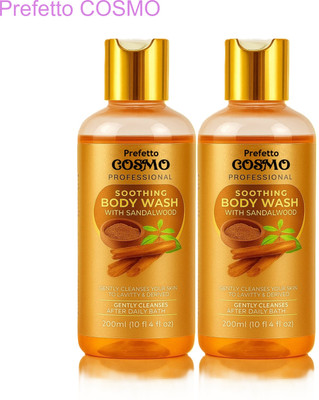 Prefetto COSMO Sandalwood Body Wash for D Tan & Soothing Scent(2 x 200 ml)