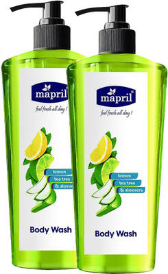 MAPRIL Body Wash(Shower Gel)with TeaTree/Lemon/Aloe vera for Soft Clear Skin-250ml Each(2 x 250 ml)
