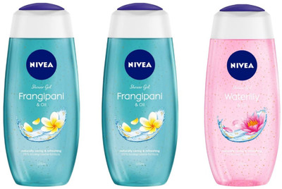 NIVEA 2 Frangipani 125ml & 1 Waterlily 125ml Shower gel Set of 3(3 x 125 ml)