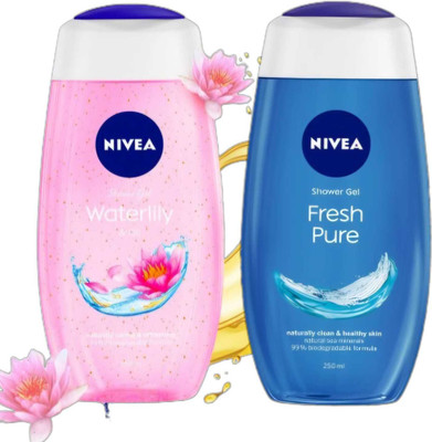 NIVEA Waterlily & Fresh Pure 250ml Shower gel Set of 2(2 x 250 ml)