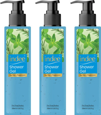 Indee Shower Gel | Tea Tree & Peppermint for Clear & Refreshed Feel(3 x 250 ml)