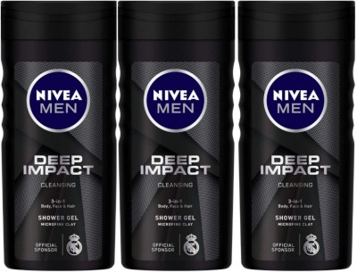 NIVEA Deep Impact Men Shower Gel 250ml (Set of 3)(3 x 250 ml)