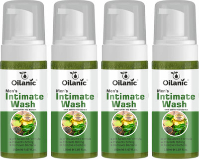 Oilanic Foaming Foam For Mens Intimate Wash ( With Green Tea Extract) Pack Of 4 (600ml)(4 x 150 ml)