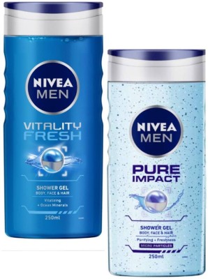 NIVEA Vitality & pure Imapact shower Gel 250ml Set of 2(2 x 250 ml)