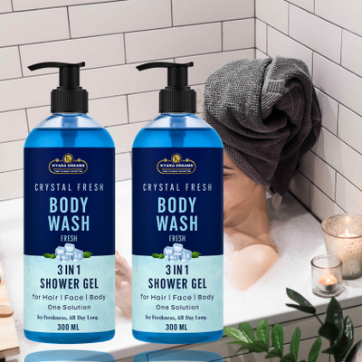 KYARA DREAMS 3-in-1 Body Wash – Nourishing Formula for Hair, Face & Body with Fresh Aroma.(2 x 300 ml)