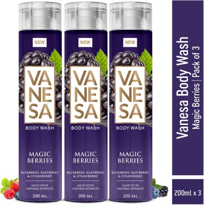 VANESA Magic Berries Body Wash| Aroma of Natural Fruit| Refreshing Bodywash(3 x 200 ml)