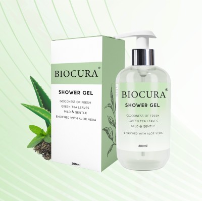 Biocura Shower Gel with goodness of fresh Green Tea Leaves and Aloe Vera(200 ml)