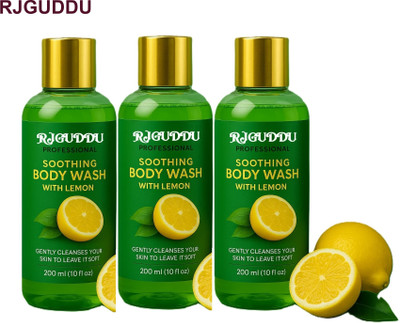 RJGUDDU Lemon Moisturizing Body Wash 200ML - Pack of 3 for Daily Use(3 x 200 ml)
