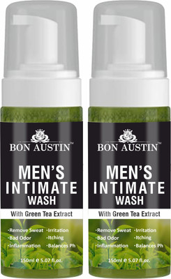 Bon Austin Men's Intimate Wash with Green Tea Keeps Intimate Area Clean Pack of 2 of 150ML(2 x 150 ml)