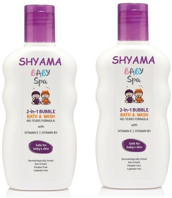 SHYAMA BABY SPA 2 IN 1 BUBBLE BATH & WASH NO TEARS WITH VITAMIN E PACK OF(2 x 200 ml)