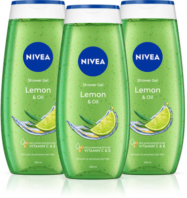 NIVEA Lemon & Oil Shower Gel - With Refreshing Scent, Ph Balanced | Moisturizer(3 x 250 ml)