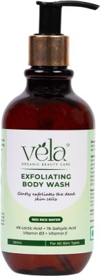 Vela Organic Beauty Care Exfoliating Body Wash 300ml | Paraben & SLS Free | Gentle Exfoliating Shower Gel(300 ml)