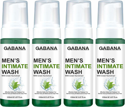 GABANA Intimate hygiene Care Wash for Men with Green Tea,Pure & Safe Pack 4 of 150ML(4 x 150 ml)