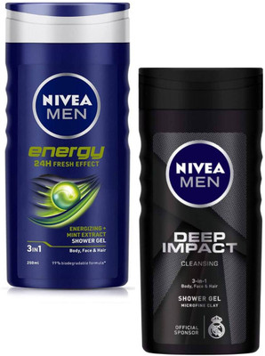 NIVEA Energy & Deep Impact shower Gel 250ml Set of 2(2 x 250 ml)