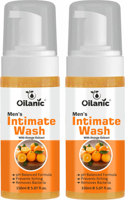 Oilanic Foaming Foam For Mens Intimate Wash ( With Orange Extract) Pack Of 2 (300ml)(2 x 150 ml)