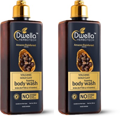 DWELLA HERBOTECH Volcanic Gold Clay Foaming Body Wash - Pack Of 2 - No Parabens & Sulphate(2 x 250 ml)