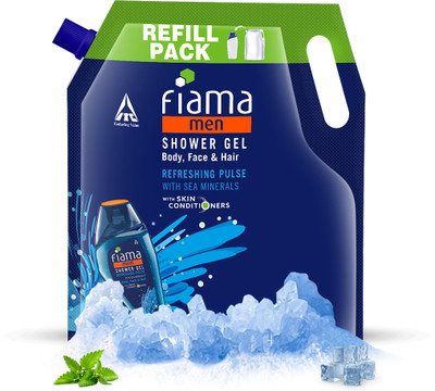 FIAMA Men Body Wash Shower Gel Refreshing Pulse Value Pouch, For Moisturized Skin(1.4 L)