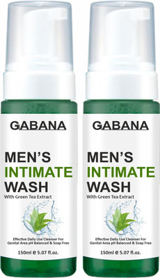 GABANA Intimate hygiene Care Wash for Men with Green Tea,Pure & Safe Pack 2 of 150ML(2 x 150 ml)