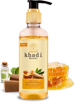 vagad's khadi Herbal Sandalwood Honey Body Wash | Brightens Skin Complexions | Paraben Free | Silicon Free(2 x 100 ml)