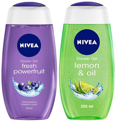 NIVEA Fresh Powerfruit Shower Gel 250ml & Lemon & Oil Shower Gel 250ml (set of 2)(2 x 250 ml)