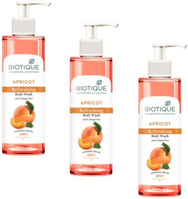 BIOTIQUE Apricot refreshing Body Wash - 200ml (Pack of 3)(3 x 200 ml)