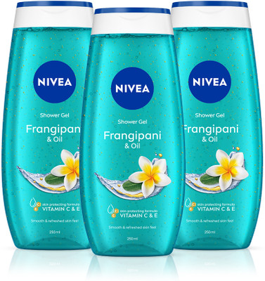 NIVEA Firangipani & Oil Body Wash - With Refreshing Scent, Oil Pearls | Moisturizer(3 x 250 ml)