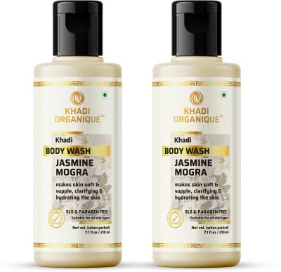 khadi ORGANIQUE JASMINE MOGRA BODY WASH : (SLS & PARABEN FREE)(2 x 210 ml)