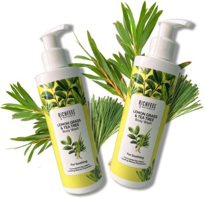 RICHFEEL Lemon Grass & Tea Tree Body Wash|Smooth & Clear Skin|200 ml(Pack of 2)(2 x 200 ml)