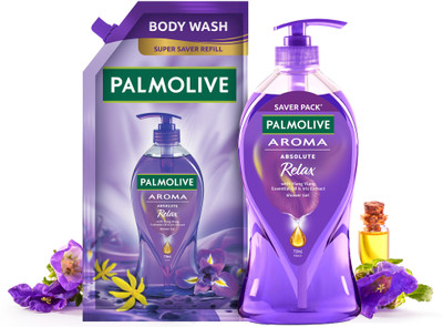 PALMOLIVE Body Wash - Absolute Relax Pump Bottle (750ml) & Absolute Relax Refill (750ml)(2 x 750 ml)