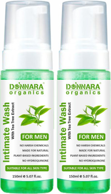 DONNARA organics Men's Intimate Wash with Tea Tree Extract Hygiene Care Pack of 2 of 150ML(2 x 150 ml)
