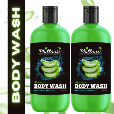 Phillauri Aloe Vera Body Wash For Deeply Nourishing And Moisturizing,Soft And Smooth Skin(2 x 200 ml)