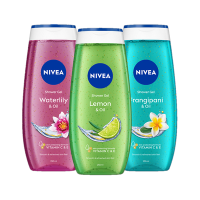 NIVEA Water Lily Lemon Frangipani Body Wash(3 x 250 ml)